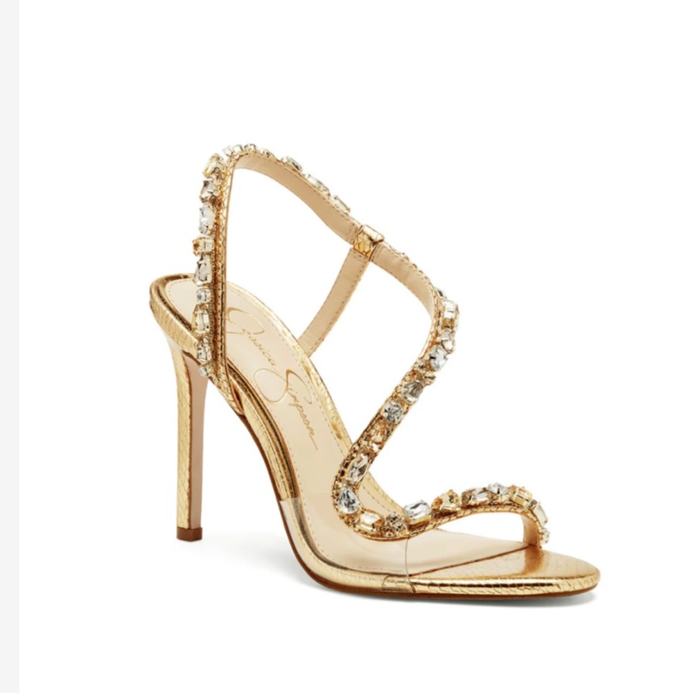 Jessica Simpson Gold Crystal Heels